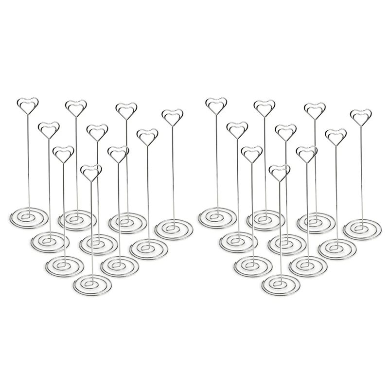 

20Pcs 8.6 Inch Tall Place Card Holders Heart Shape Table Number Holder Stands Picture Photo Note Memo Clip For Wedding