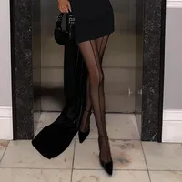 5/1pairs INSELLE Black 20D Sheer Tights Women Sexy Skinny Backseam Stocking Female Streetwear Party Pantyhose 2024