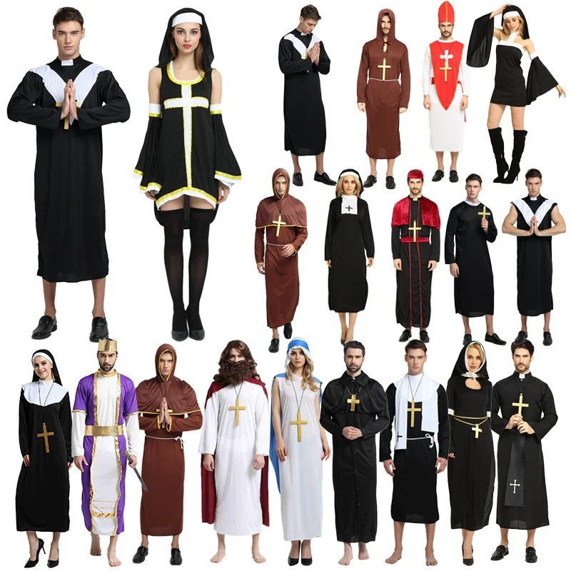 

Костюм на Хэллоуин, юбка для родителей и детей, косплей, монахиня, одежда для выступлений, священник, миссионерская игра, Dr up Par