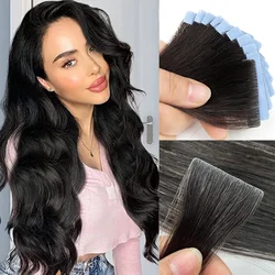 Natural  Invisible Tape In Hair Extensions Human Hair Double SideTape Real Human Hair Extensions Black Blonde Brown 10pcs/Pack