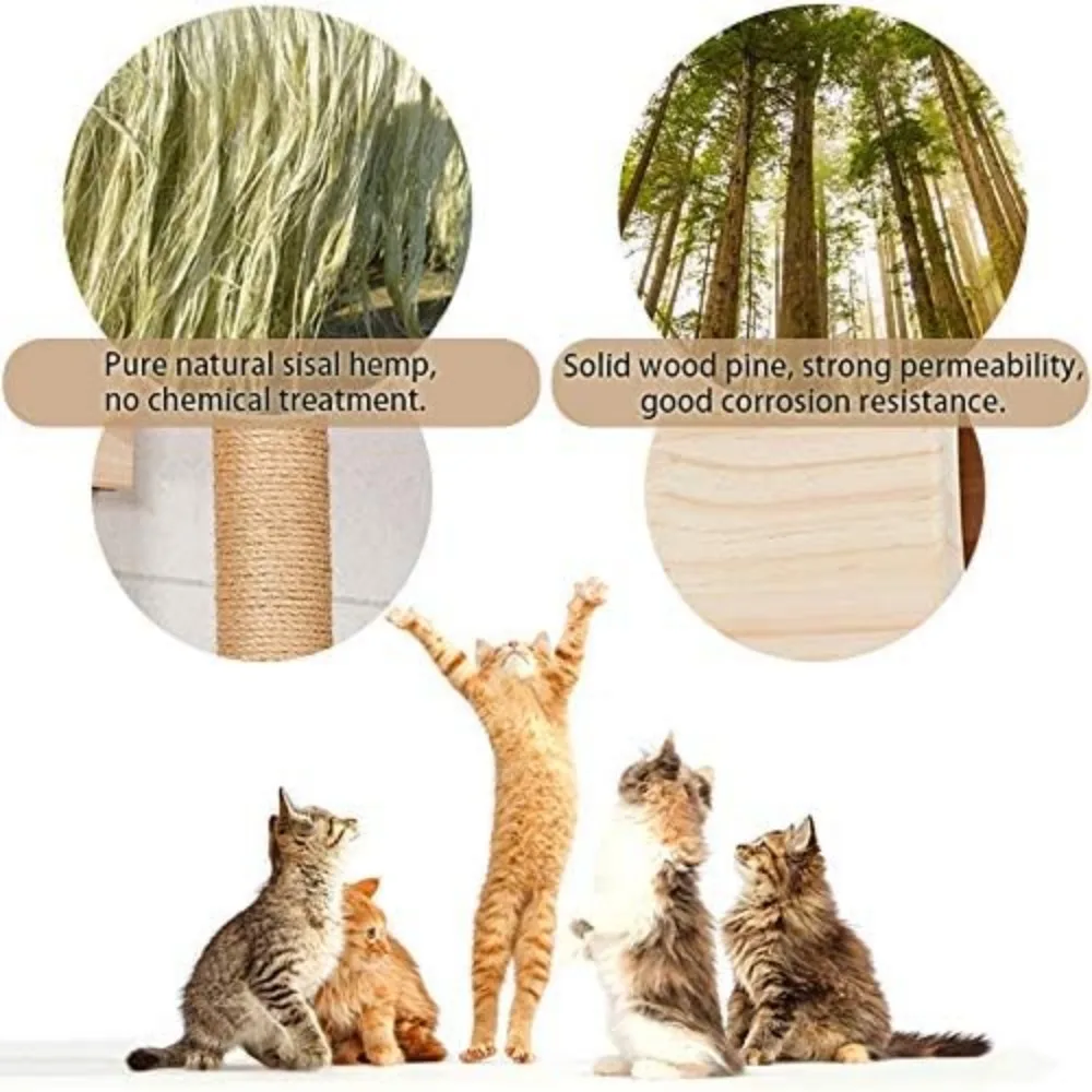 9pcs Wall Wood Climber Set - 2 Cat Condos Houses & 4 Shelves & 2 Ladders & 1 Sisal Cat Scratching Post Cat Steps