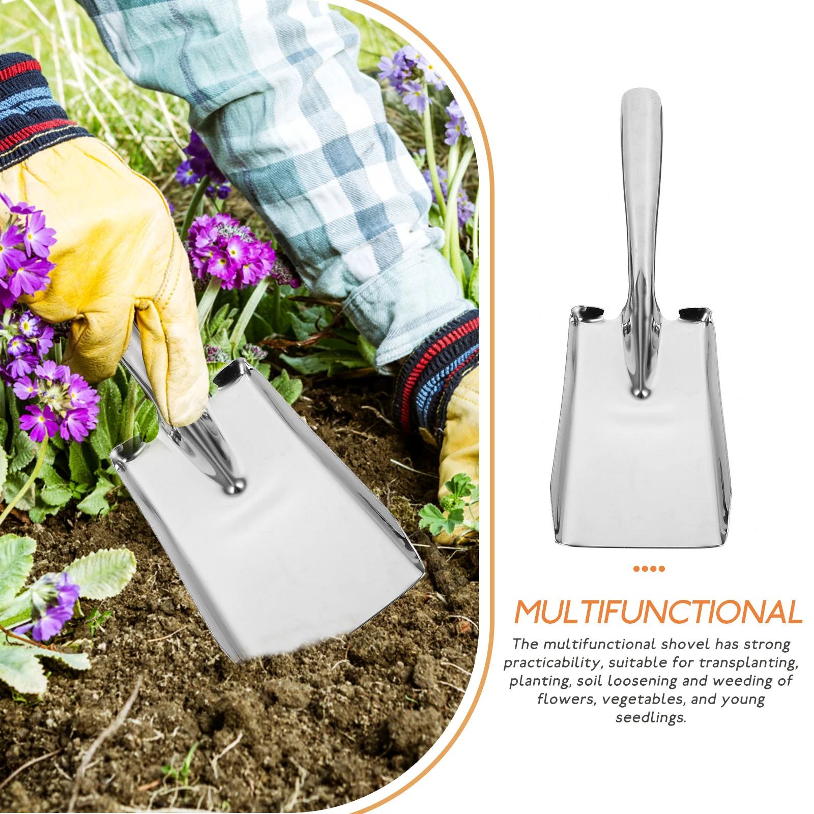 مجرفة حديقة متعددة الوظائف من الفولاذ المقاوم للصدأ، مجرفة تخييم سميكة لزراعة وزراعة وإزالة الأعشاب الضارة والخضروات والزهور