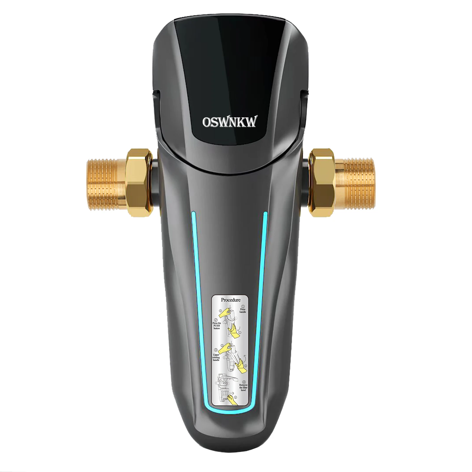 

OSWNKW-08Pre Filter Purifier Whole House Spin Down Sediment Water Filter Central Prefilter System Backwash Stainless Steel Mesh