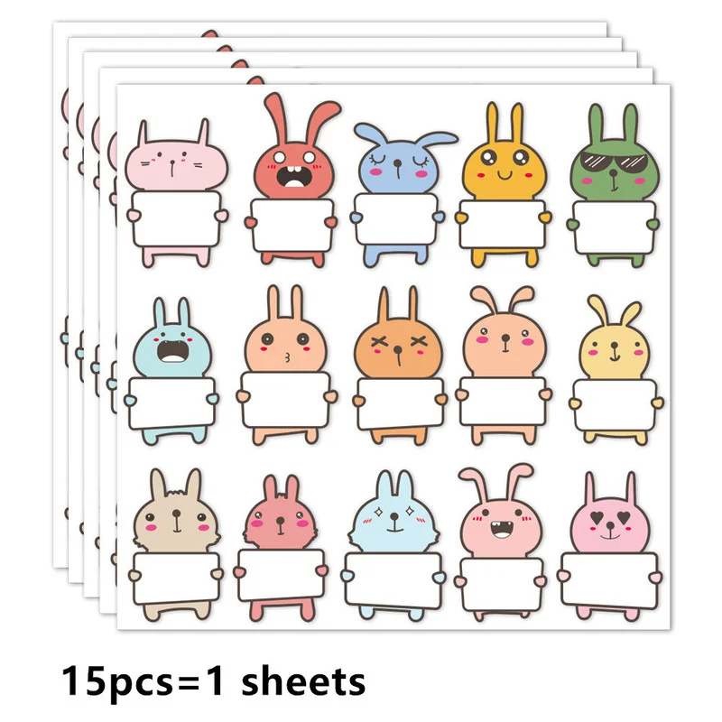 

75pcs Cute Animal Name Stickers 15 Designs Blank Word Stickers for Schools Kids Stickers for Scrapbooking