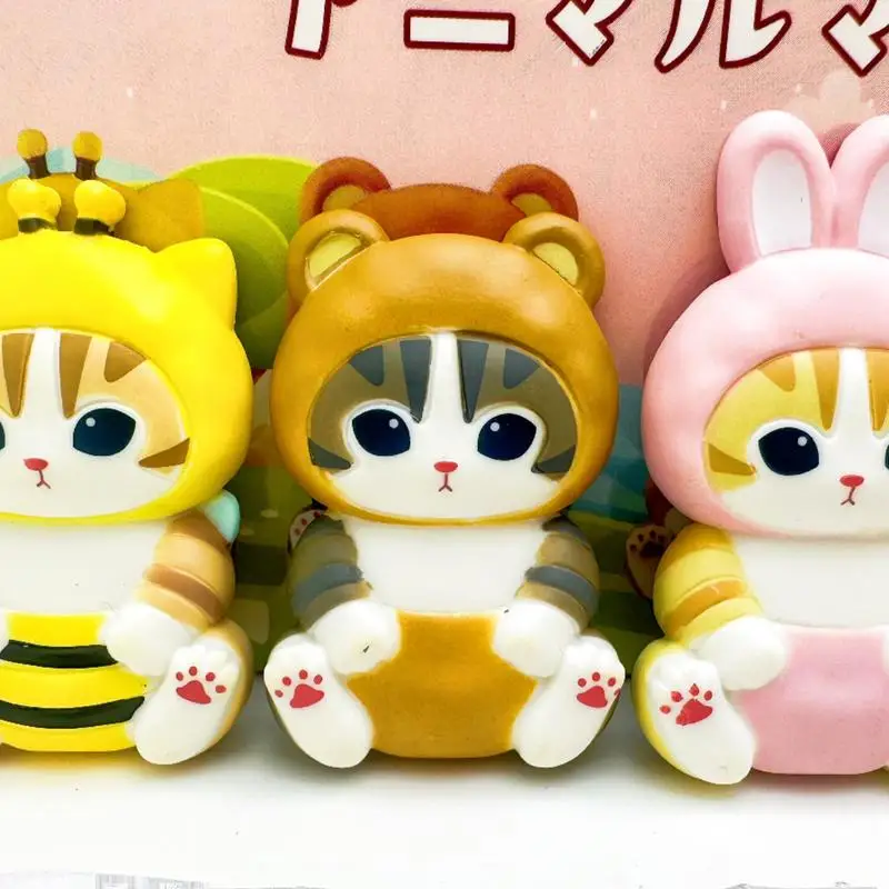 Mofusand عمل الشكل مجموعة دمية لطيف بولي كلوريد الفينيل نموذج صندوق أعمى المغناطيسي الثلاجة ملصق الديكور الحرف اللعب هدايا عيد الميلاد