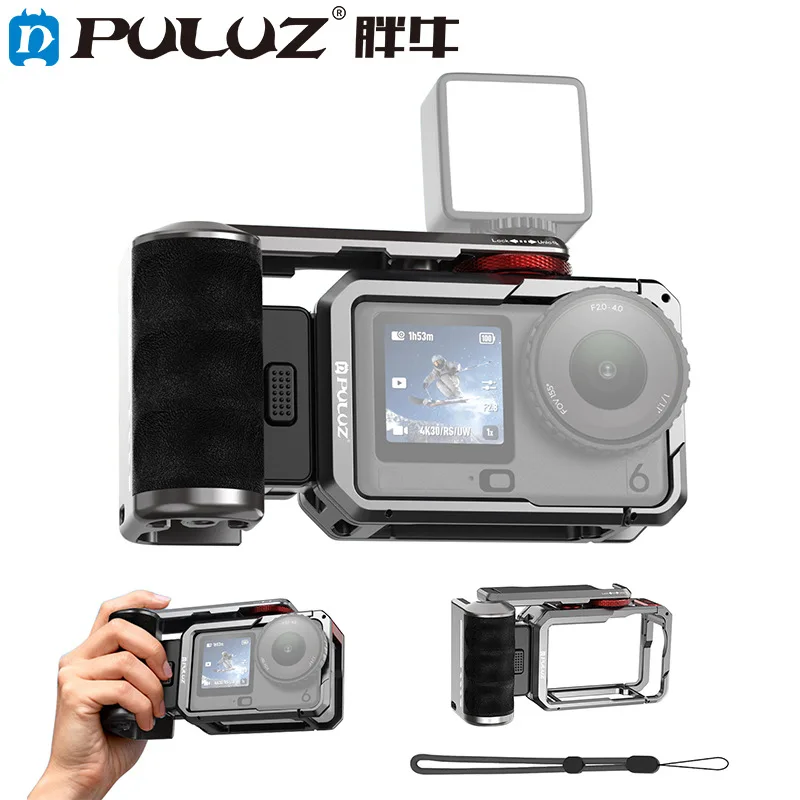 puluz-for-dji-osmo-action-6-metal-rabbit-cage-with-camera-grip-handle-bracket-set-street-video-cameras-photography-accessories