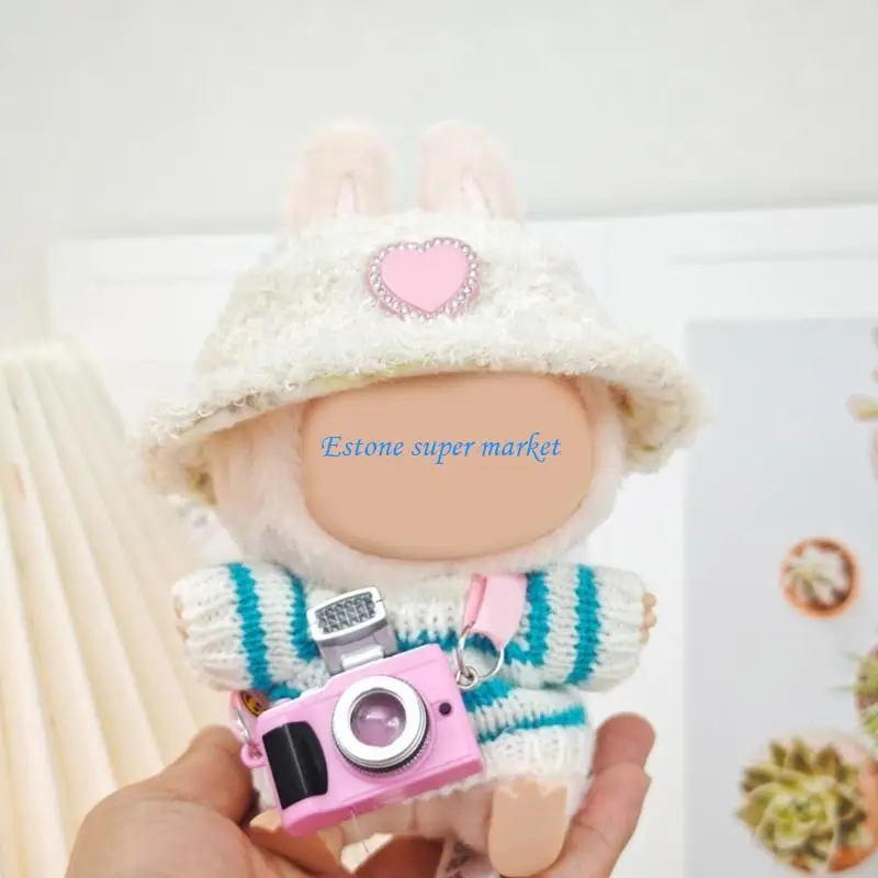 

090B Lovely Doll Clothes Set Knitwear and Plush Hat Doll Garment and Decorative Accessory for Children RolePlay Game Supply