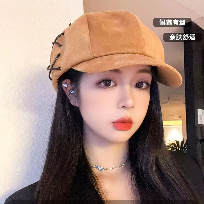 Women's Vintage Autumn Hat – British-Style Octagon Beret, Trendy Streetwear Unisex Casual Snapback with Slimming Effect