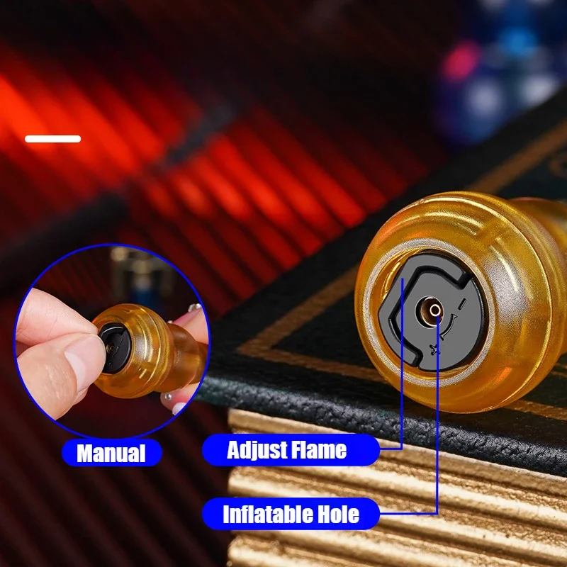 Classic Retro Gourd Grinding Wheel Lighter Transparent Visible Window Inflatable Portable Outdoor Pendant Lighter Gift