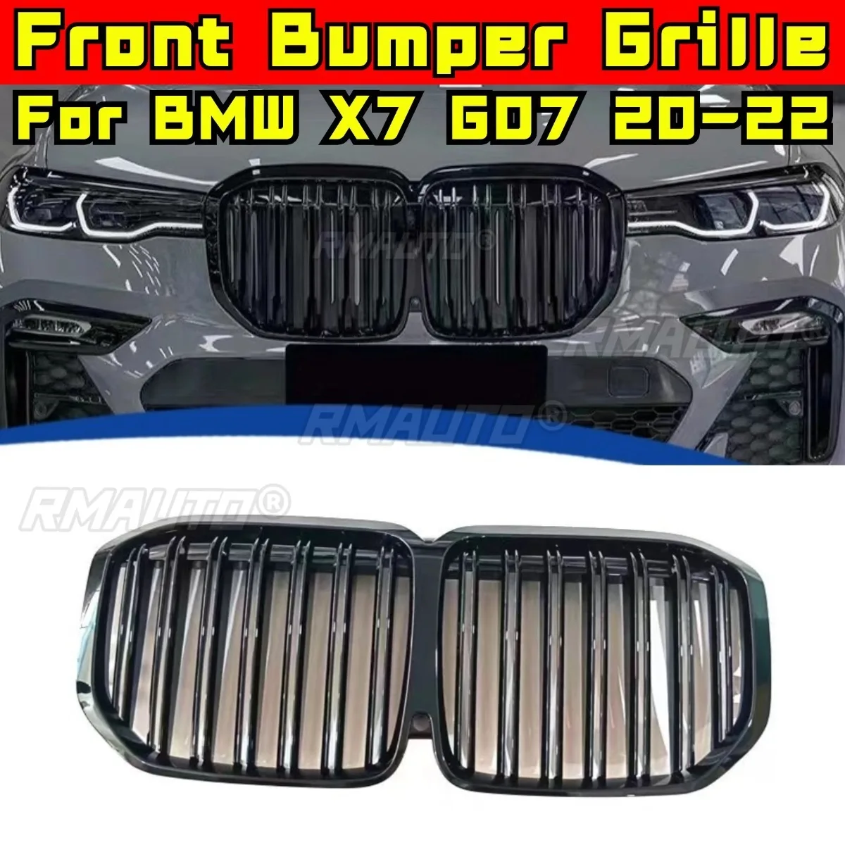 

Car Bumper Grill Decorative Strips Racing Grille Body Kit Front Bumper Grill For BMW X7 G07 2020-2022 Exterior Part