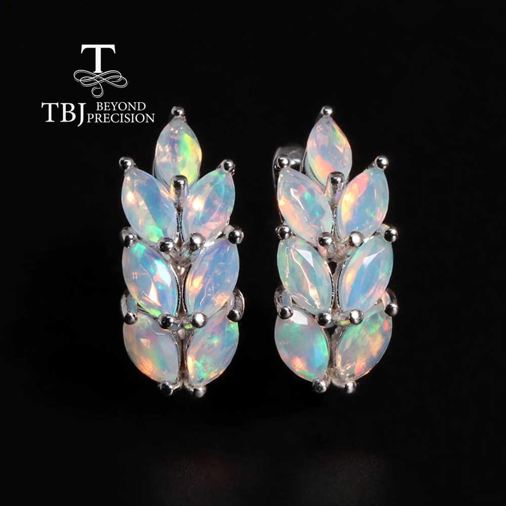 

Color rich October Birthstone Natural Opal Rare Gemstone earrings Silver jewelry women's banquet & holiday gifts