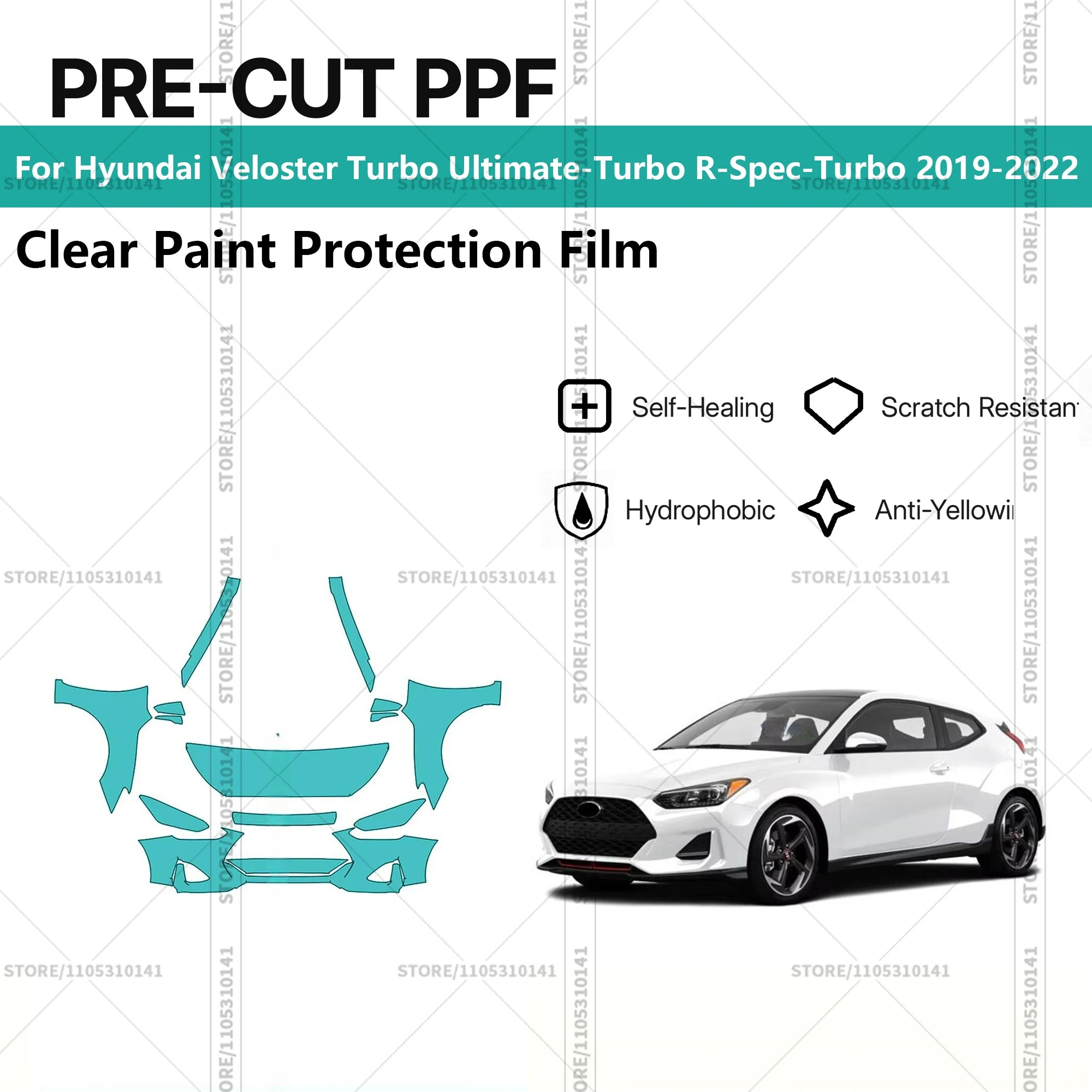 

Pre-Cut Paint Protection Film PPF Transparent Car Film PPF For Hyundai Veloster Turbo Ultimate-Turbo R-Spec-Turbo 2019-2022