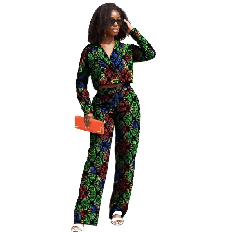 Original Print African Couture Women's Suit Mini Blazer+Straight Pant Casual Set Party Wear Customized