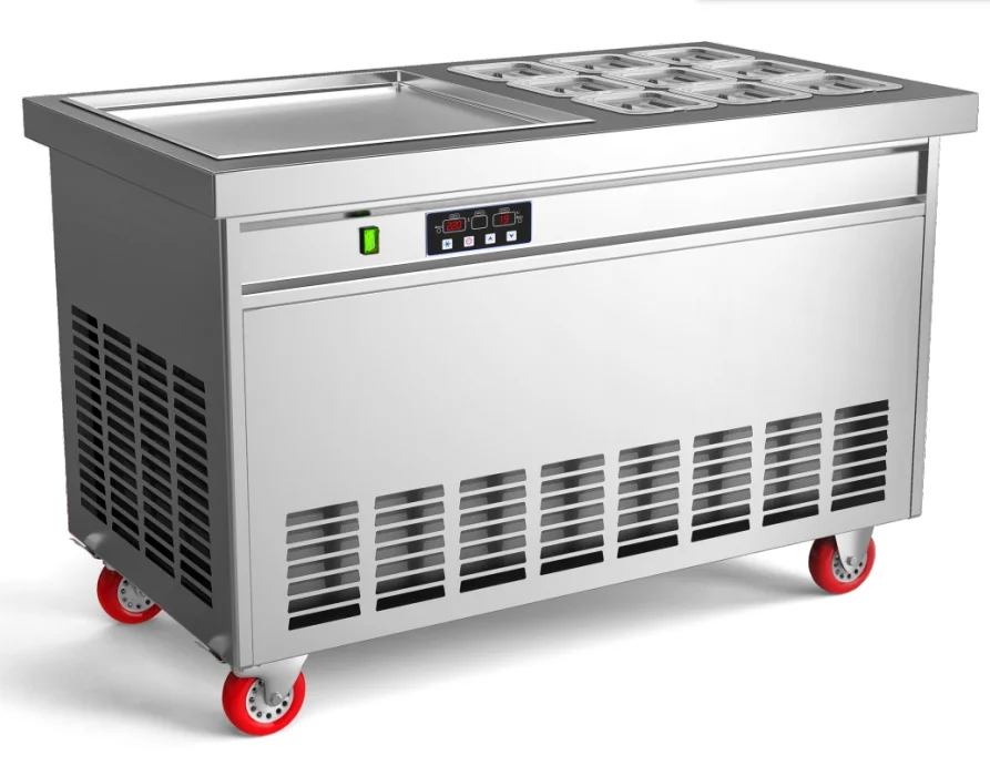 

Advanced intelligent temperature-controlled fried ice cream roll machine with 9 buckets
