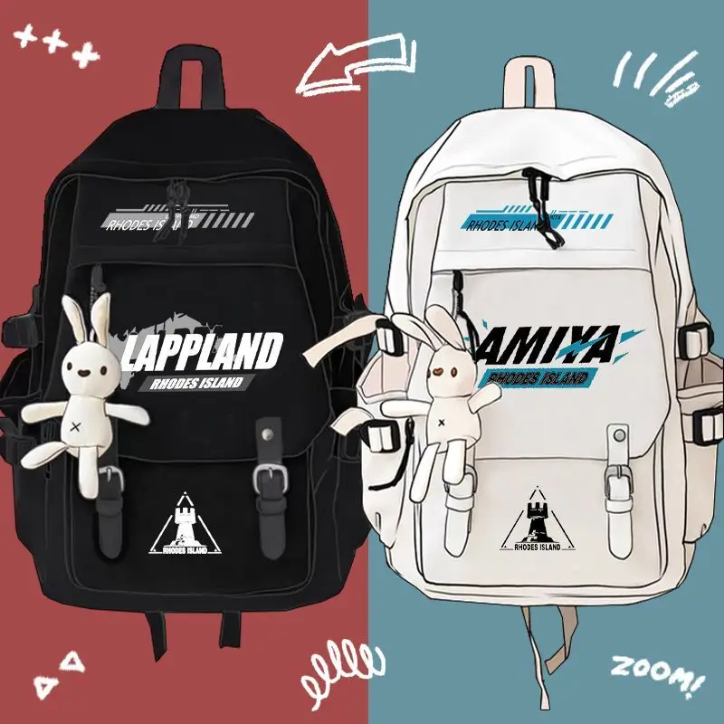 

Arknights Anime Boys Amiya Elementary Two-Dimensional Double Shoulder Backpack For Middle And High School Students Laptop Bag