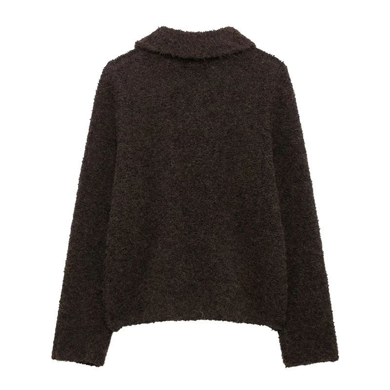 2025 autumn new women's casual fashion simple temperament versatile flower-shaped button-decorated knitted jacket