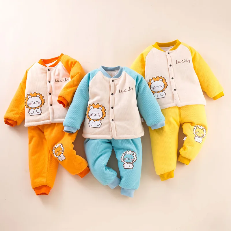 

Children's cotton suit for boys and girls, warm clothes for babies, cotton jackets, cotton pants, autumn and winter new styles,