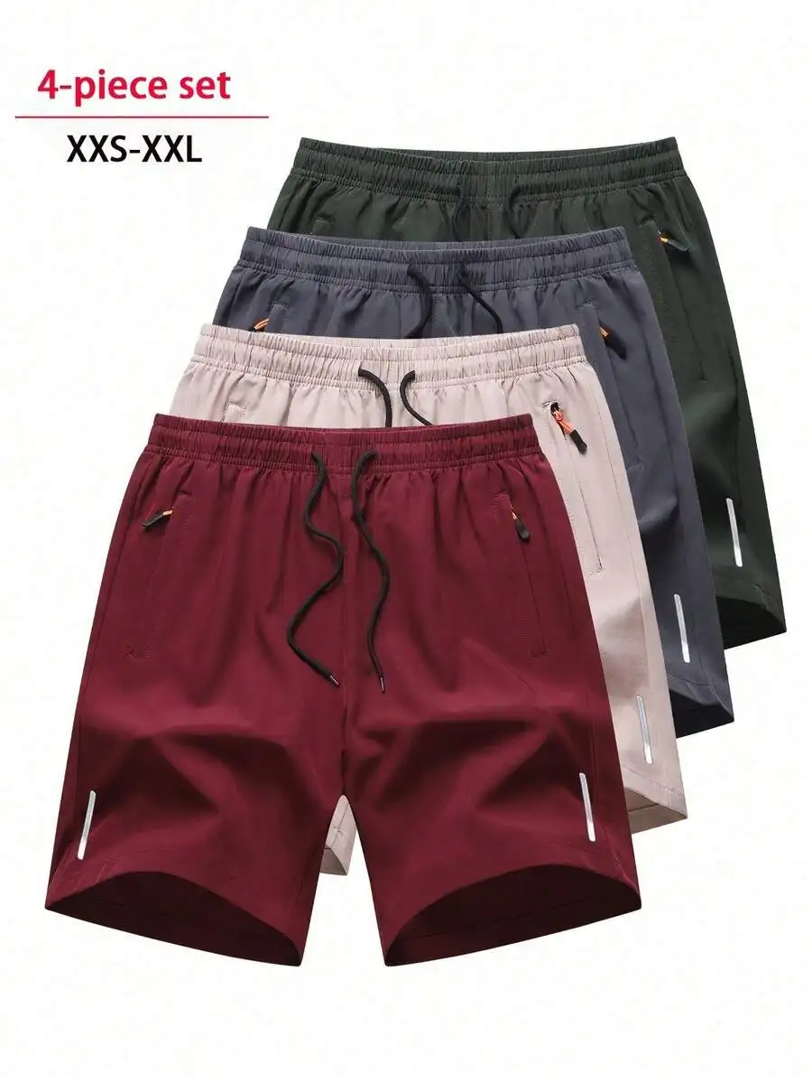 4-Piece Mens Lightweight Athletic Shorts Set  Breathable Loose Fit For Running, Gym, Beach & Outdoor Activities