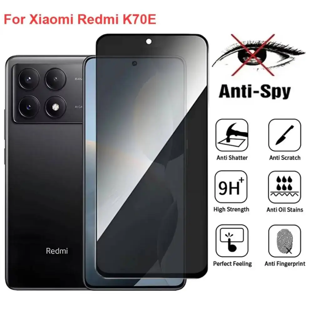 

For Xiaomi Redmi K70E Anti Spy Privacy Tempered Glass Protector Compatible For Redmik70e Full Cover Screen Phone Film