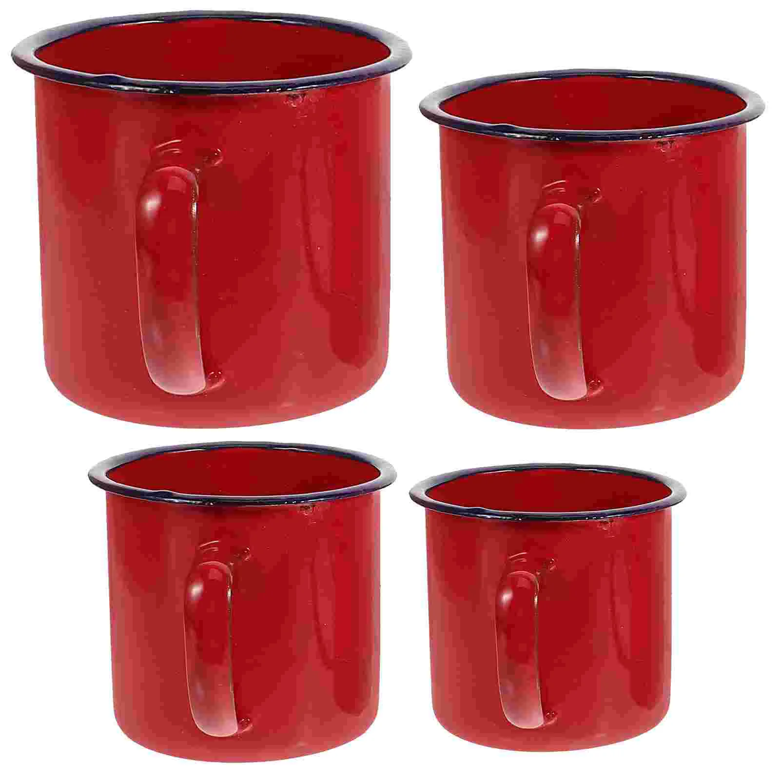 

Enamel Tea Jar Cake Cup Hot Pot 4-piece Set Milk for Home Small Cups Camping Coffee Mugs Portable Water Travel