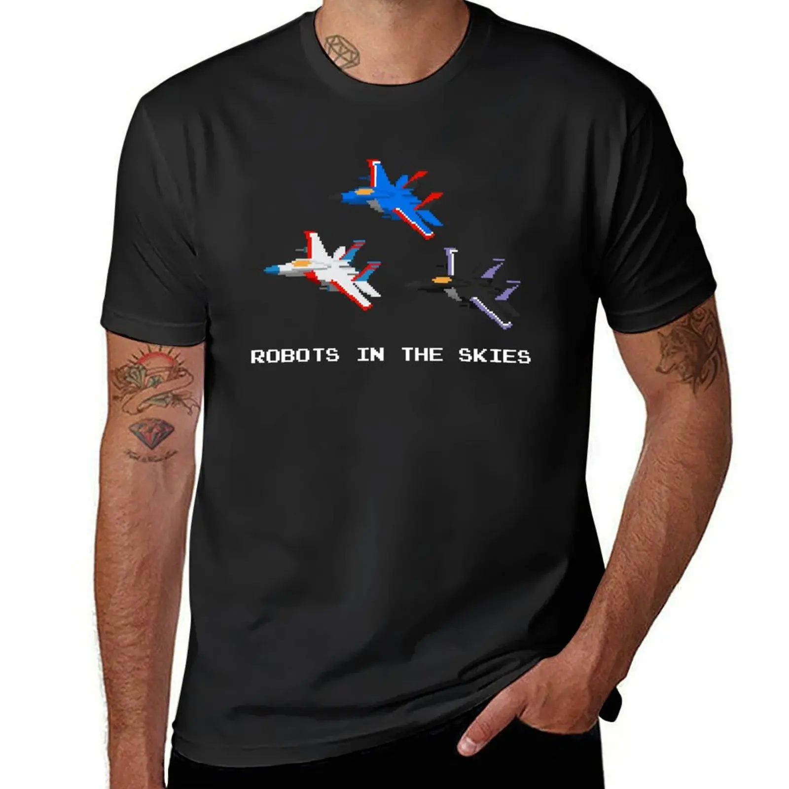 Robots in the Skies T-Shirt Short sleeve tee shirts graphic tees mens t shirts pack