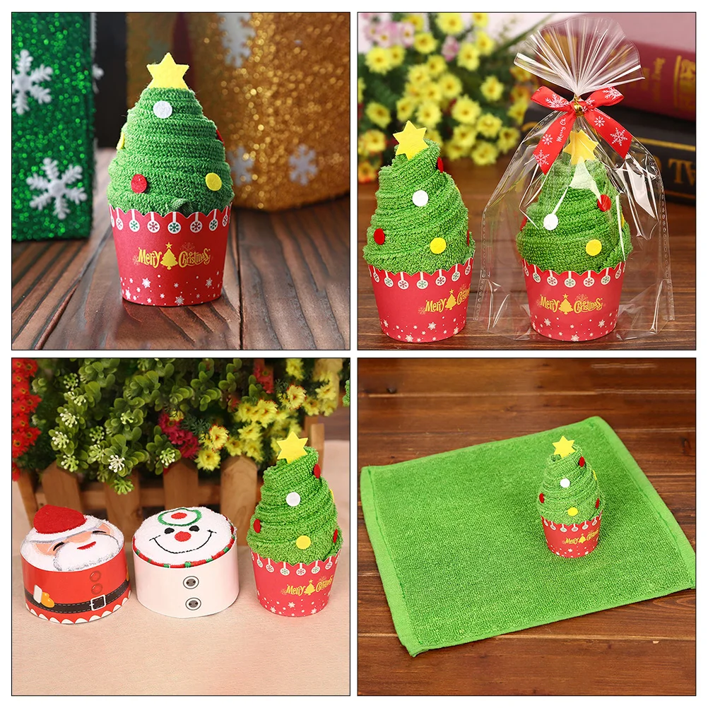 

2pcs Christmas Cotton Soft Hand For Washing Foldable Christmas Tree Shaped Towels Holiday Party Supplies Xmas Tree Towels Face