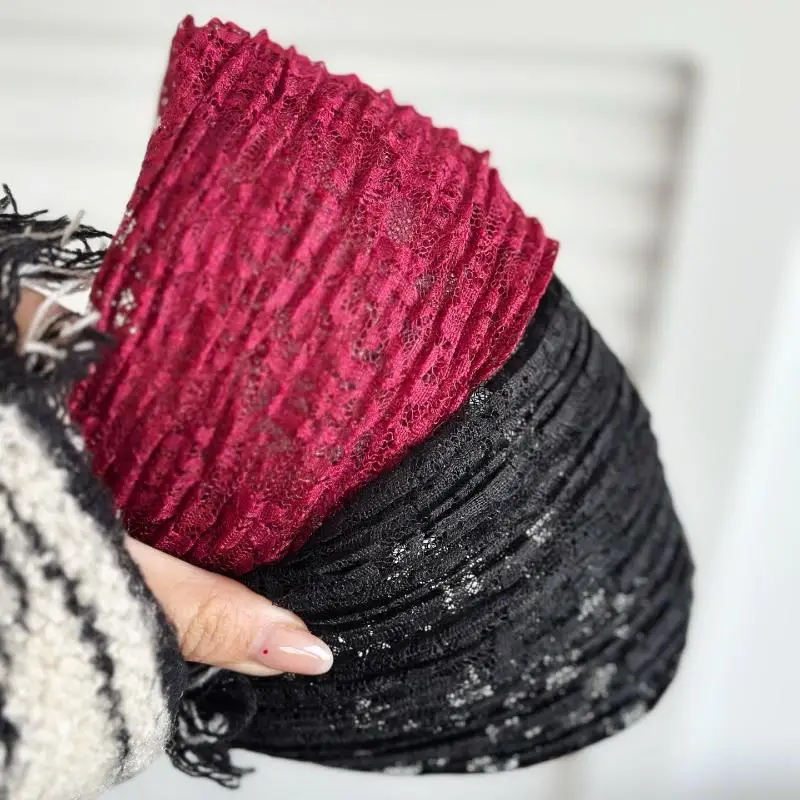 Rutschfestes Spitzen-Mesh-Haarband, hohles, elastisches, breites Haar-Accessoire für Frauen und Mädchen – Detail 2