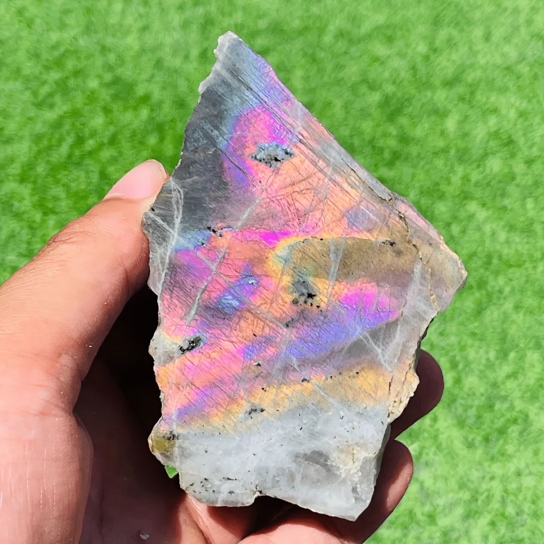 Purple Labradorite Slab Backside Rough, Raw Purple Labradorite Crystal Gemstone Rough Specimen in Stone, interior decoration