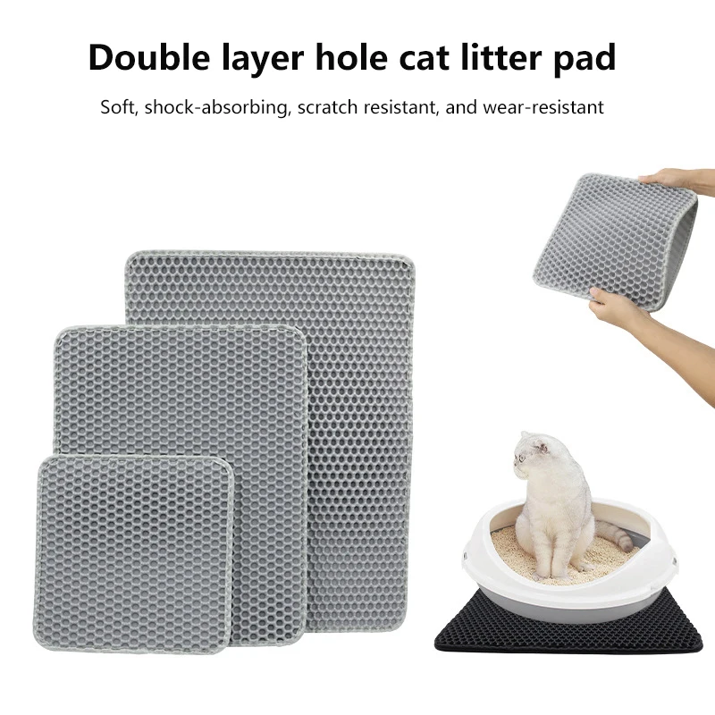 1pc Double Layer Waterproof Cat Litter Mat Pet Litter Box Mat Pet Toilet Cat Mat Nonslip Easy To Clean Large Toilet Foot Pad