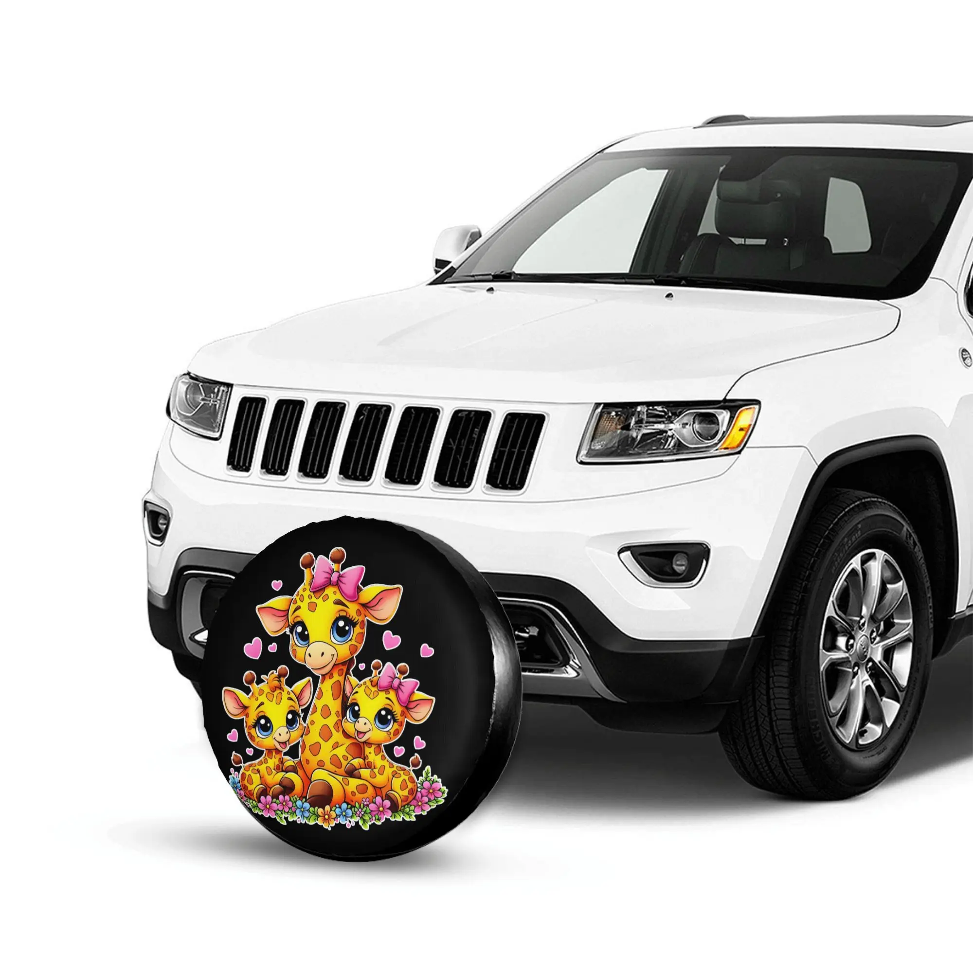 

1pc Giraffe Parent And Child Car Spare Tire Protection Cover, Suitable For 14 Inch, 15 Inch, 16 Inch, And 17 Inch Tires, Suitabl
