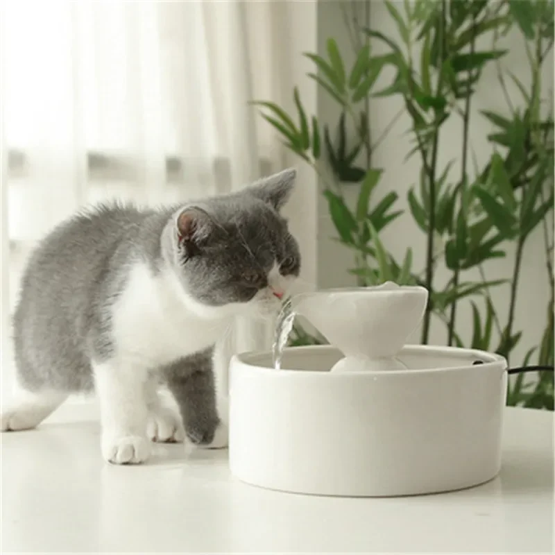 Usb Electric Pet Bowl Ceramic Drinker For Cat Dogs Drinking Bowl Automatic Cat Water Fountain Cats Water Dispenser Indoor