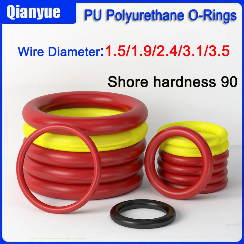 PU Polyurethane O-Rings 1.5-3.5mm Cord, Shore Hardness 90, High Pressure Polyether Seals for Hydraulic/Pneumatic, Wear-Resistant