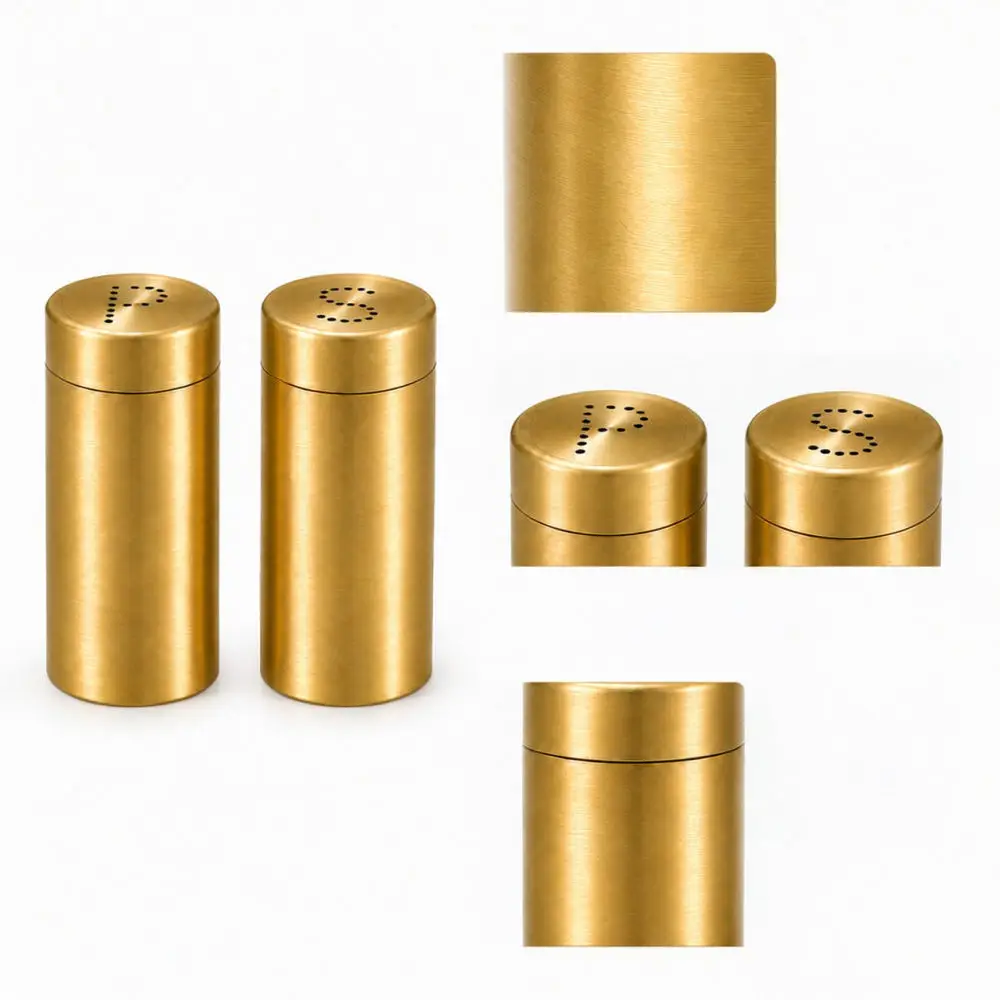 Modern Nordic Style Spice Shaker 304 Stainless Steel Salt Pepper Container Black Powder Dispenser For Kitchen Table