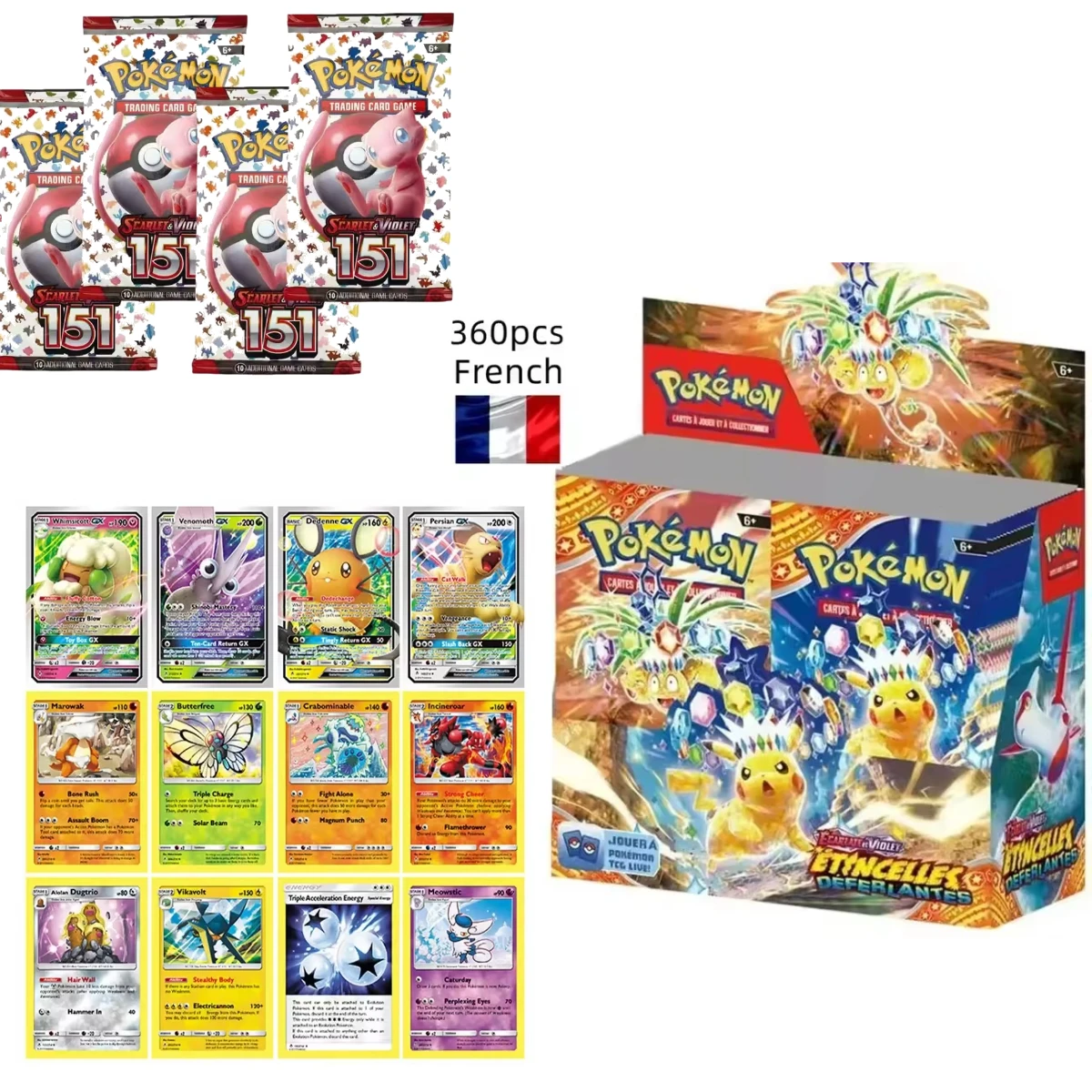 

New 360Pcs French Pokemon Card AVENTURES ENSEMBLE SCARLET VIOLET 151 Lost Origin Pokémon Booster Battle Transaction Card