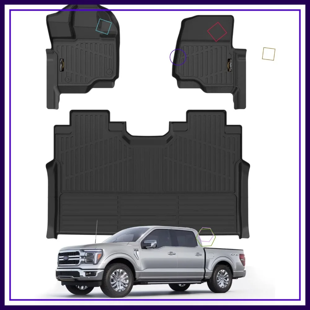 

Custom Floor Mats for Ford F150 2015-2025 SuperCrew, All Weather TPE Liners Full Set