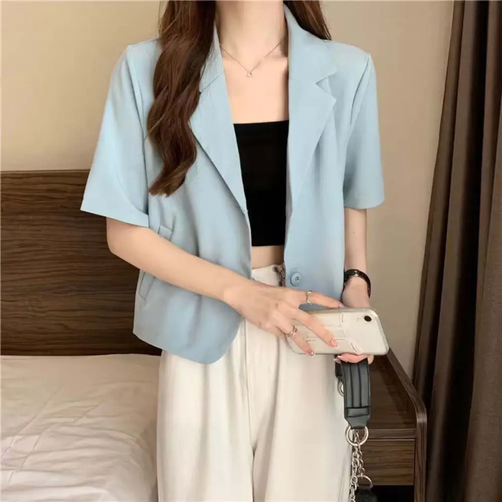 

Мягкие рубашки с короткими рукавами с откидным воротником, простое пальто, костюм в деловом стиле, рубашка, тонкая женская одежда, женская блузка, весна/лето