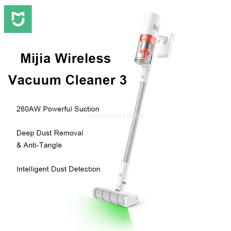 

Беспроводной пылесос Mijia 3 Green Searchlight, ручной пылесос с силой всасывания 260AW, 110000 об/мин, сенсорный, беспроводной инструмент для уборки