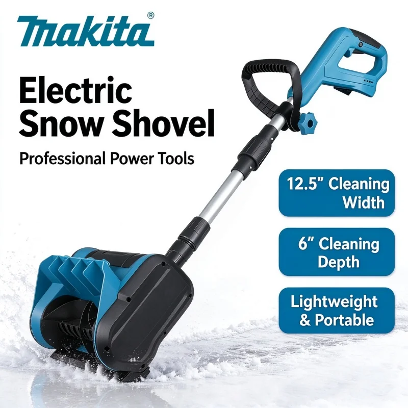NEW Makita Cordless Handheld Snow Blower 12.5 Inch Cleaning Width 6 Inch Depth Battery Powered Electric Snow Thrower Telescopic