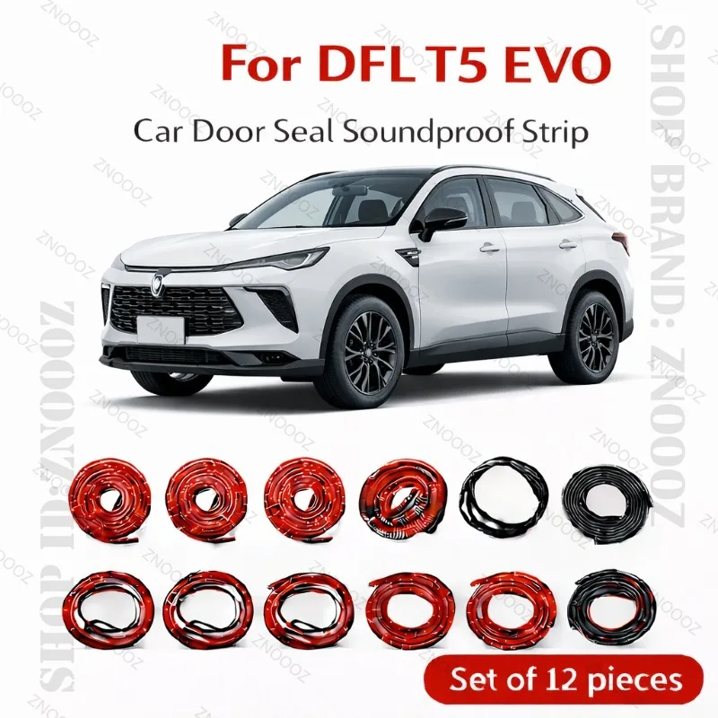 

For DFL T5 EVO Car Door Seal Strip Rubber Double Layer Soundproof Dustproof Waterproof Door Weatherstrip 12PCS Set