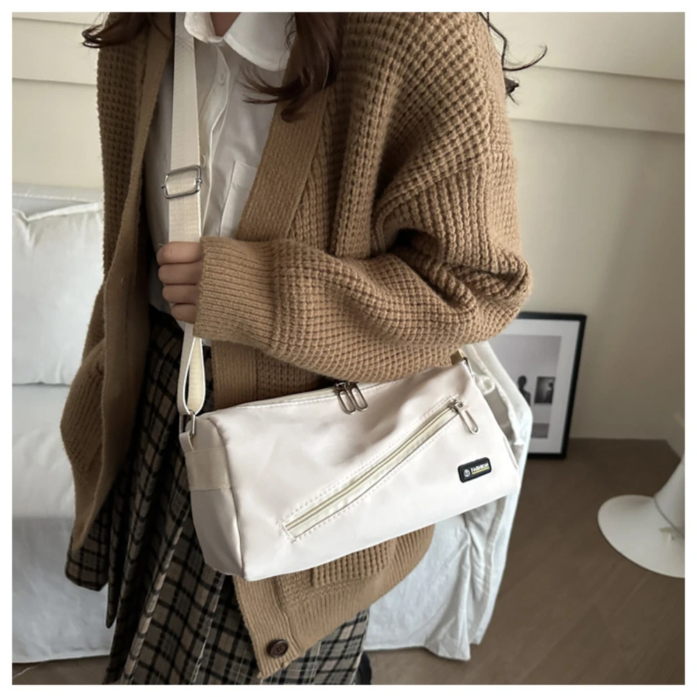 Simple Design Women's Messenger Bag Fashion Ladies Canvas Large Capacity Shoulder Bag Solid Color Portable Travel Boys Girls Bag