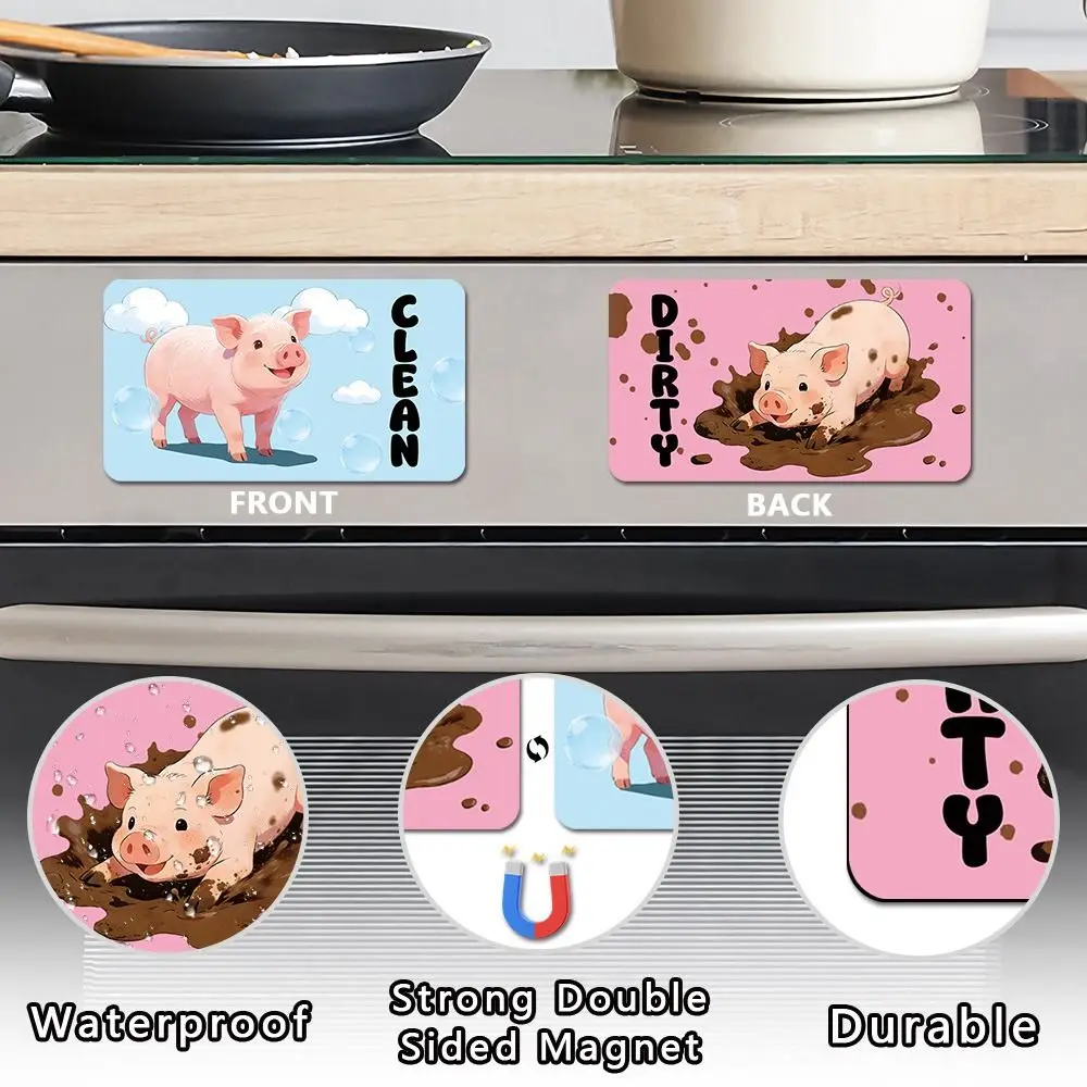 Cartoon Animal Dishwasher Stickers Non-Scratch Clean Dirty Indicator Dishwasher Clean/Dirty Sign Magnetic Status Indicator