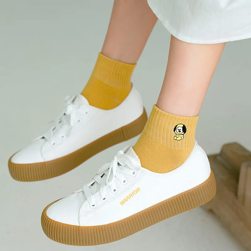 New BT21 Cotton Socks Women Korean Soft Spring Autumn COOKY CHIMMY SHOOKY MANG Kawaii Non-slip Breathable Invisible Boat Socking