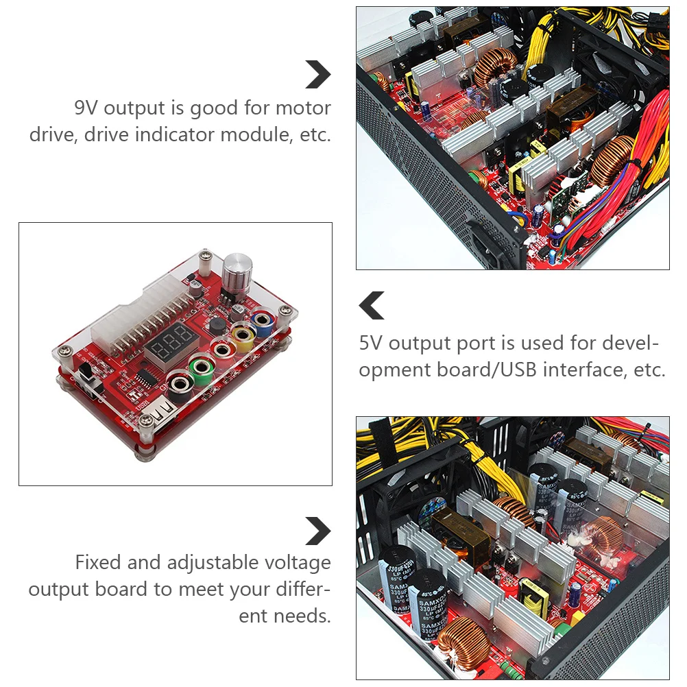 

Adjustable Voltage Output Board 3.3V 5V 9V 12V For Led Motor Drive Wi-Fi Microcontroller Atx Power Supply Module Pc Chassis