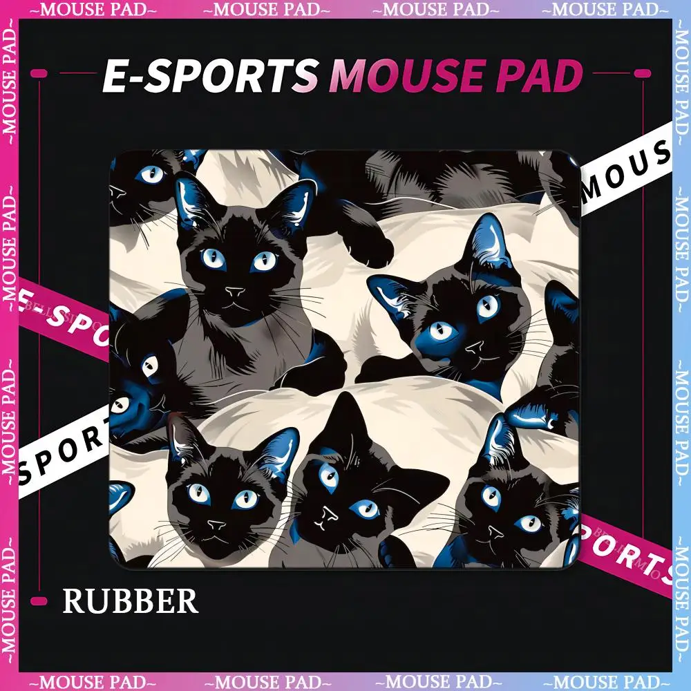 Cartoon Kitten Mouse Pad Small Office Computer Desk Mat Desktop Keyboard Mouse Pads Laptop Pad Non-slip Desk Pad Home Decoration