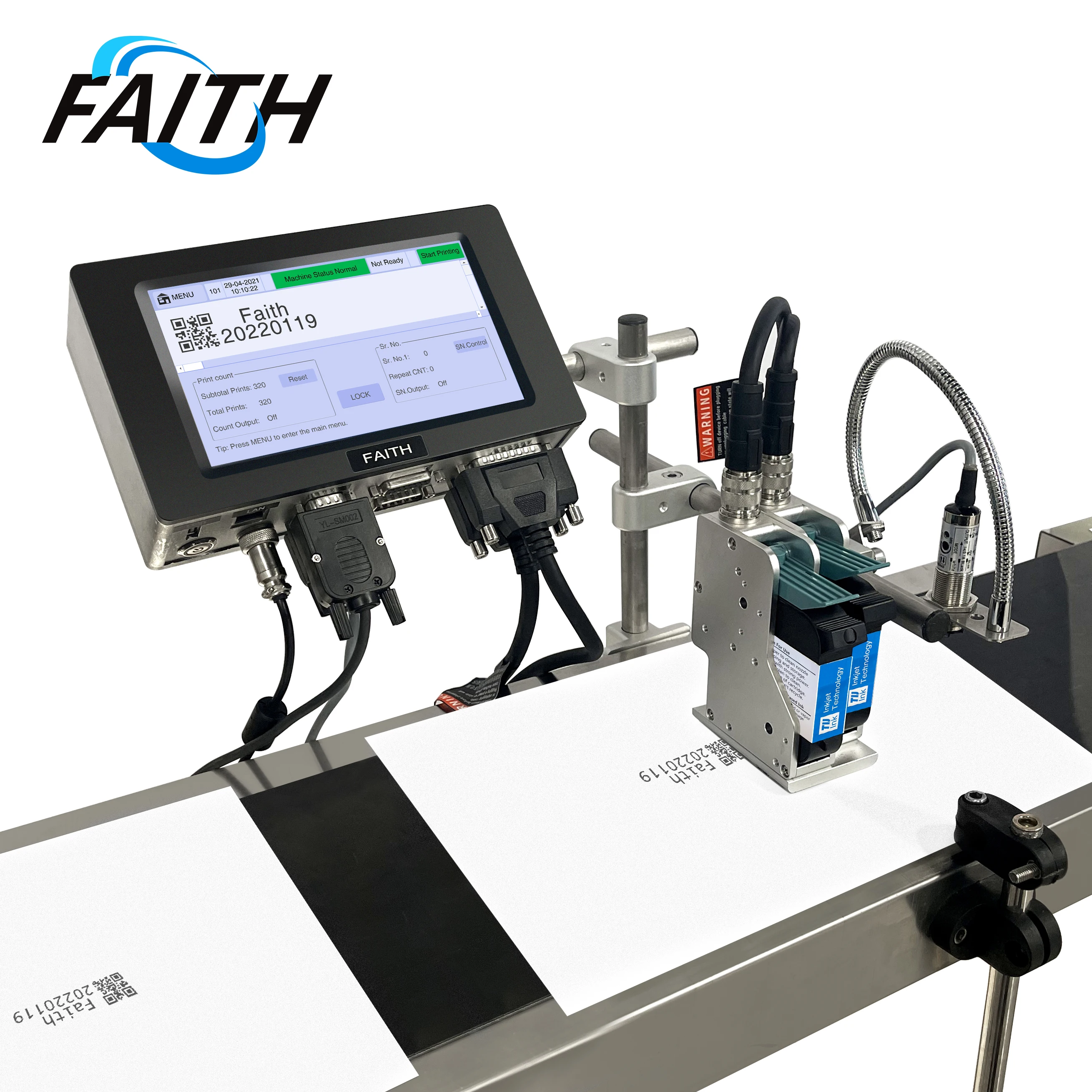 faith online impressora termica a jato de tinta maquina de codificacao de logotipo automatica impressora tij 30 polegada 127 mm 254 mm 40 idiomas 01