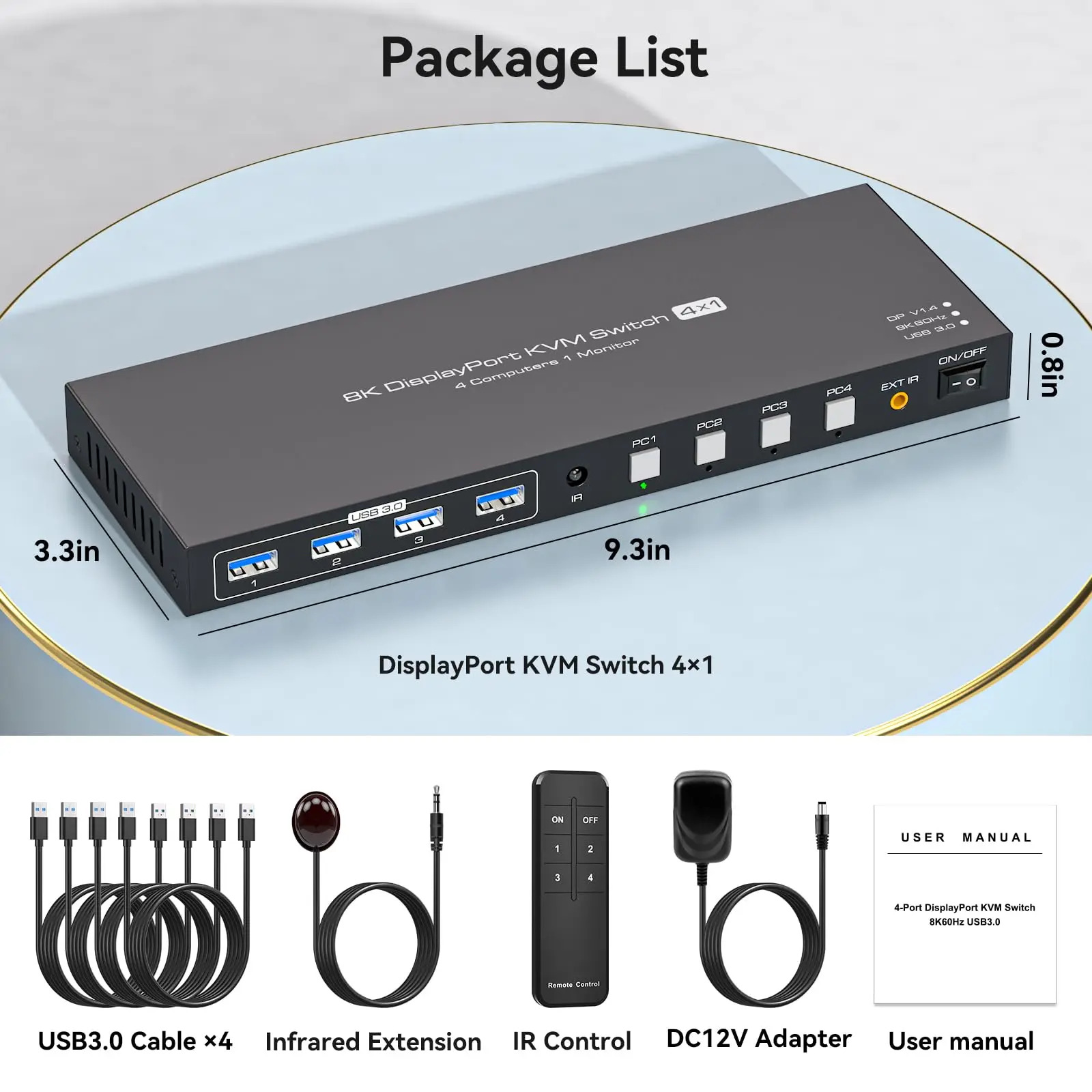 Imagem -06 - Displayport Kvm Switch Monitores Computadores 4k 144hz 4x1 dp Usb 3.0 Kvm Switch para pc Compartilhe Teclado Mouse 8k