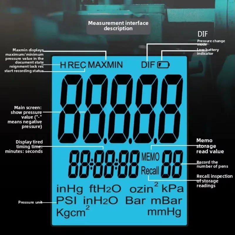 

AZ82681 High Precision Electronic Differential Pressure Gauge Portable Precision Digital Differential Pressure Gauge TOOL
