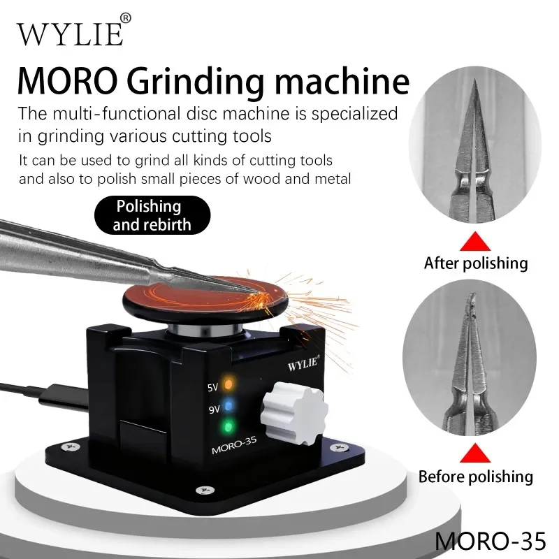 WYLIE MORO-35 Magic Disc Polishing/Grinding Machine for Tweezers Blade Test Probes Repair Tool Metal Wood Jade Grinding Tool