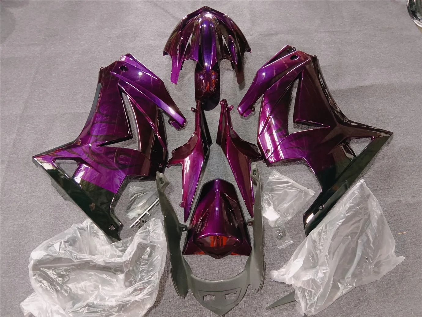 Motorcycle Fairing Set Suitable for Kawasaki Ninja 250 08-12 EX250 2008 2009 2010 2011 2012 Body fairing Black Purple