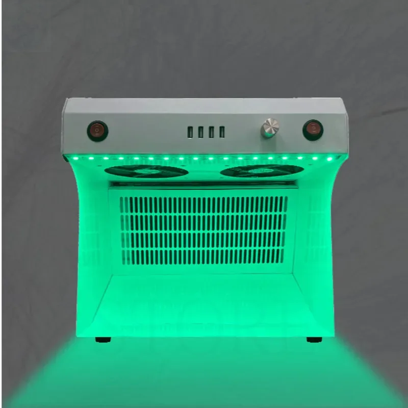 Green&White Light Dust Free Working Room 4 USB 5V-3A Anti Dust Working Bench Double Fan Adjustable Wind Clean Room Rear Smoking